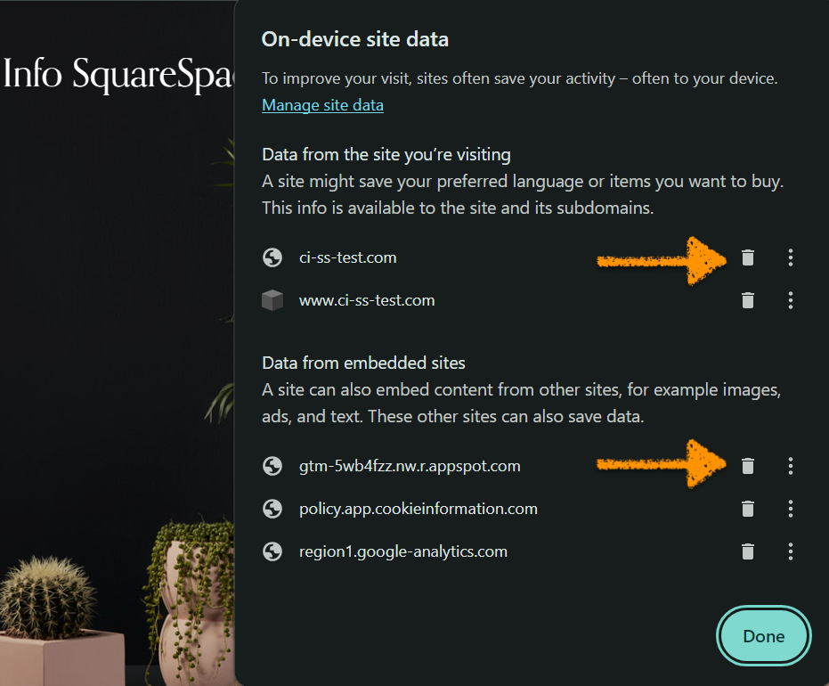 clear cookies and cache in your website