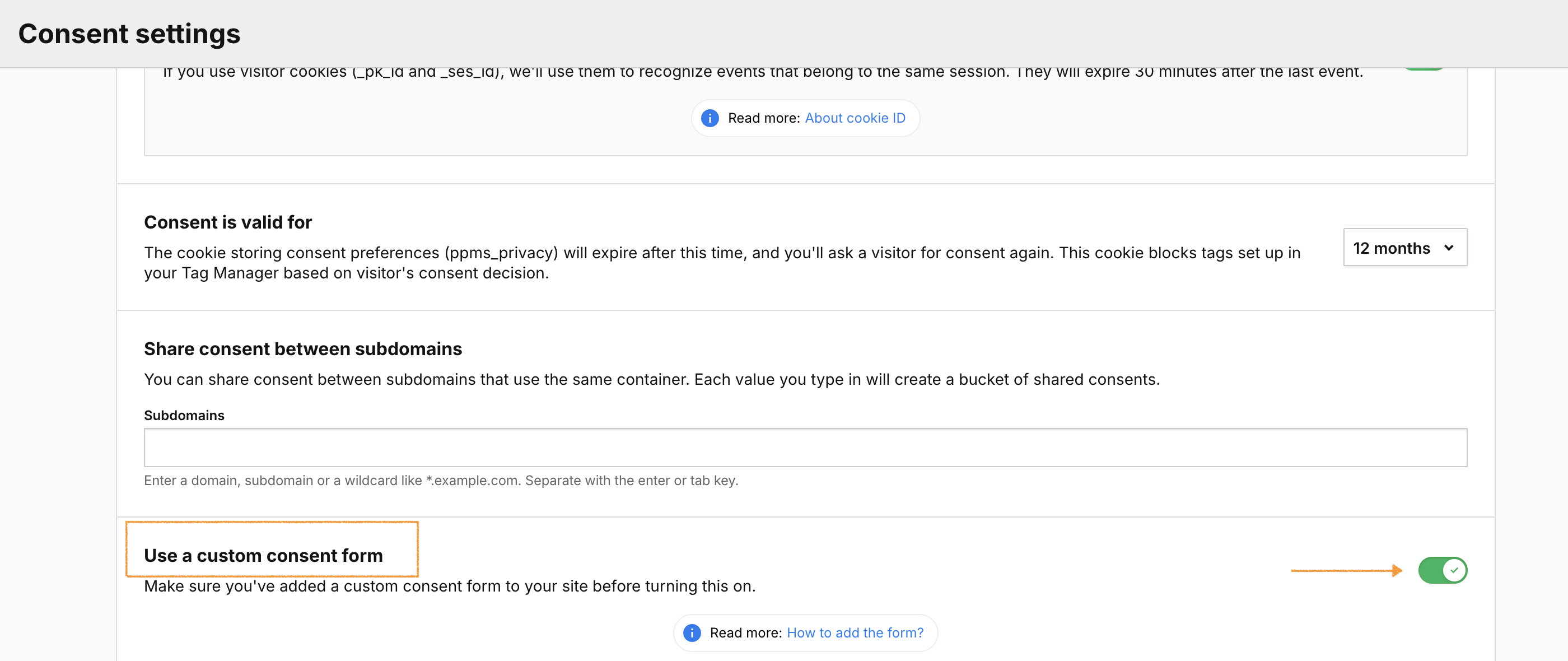 Use a custom consent form setting in Piwik PRO