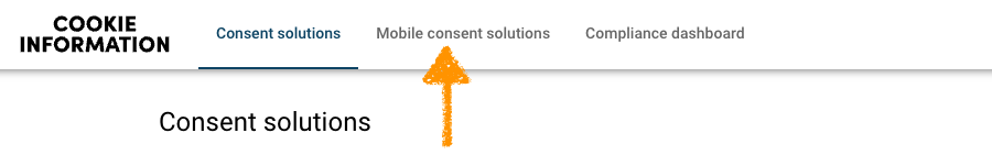 Choose mobile consent solutions from the Cookie Information menu 