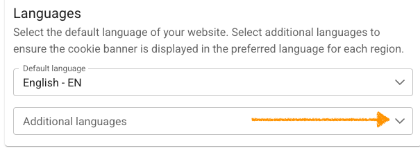 Select a website language in Cookie Information