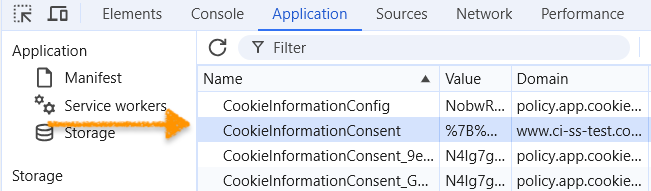 website cookie in the browser's console