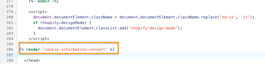 insert the snippet into the code