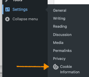 Cookie Information settings in WordPress