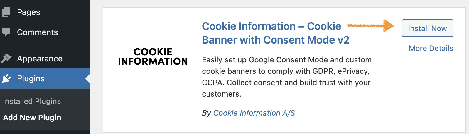 Installing Cookie Information plugin in WordPress