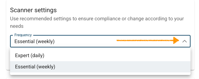 Select scanning frequency in Cookie Information