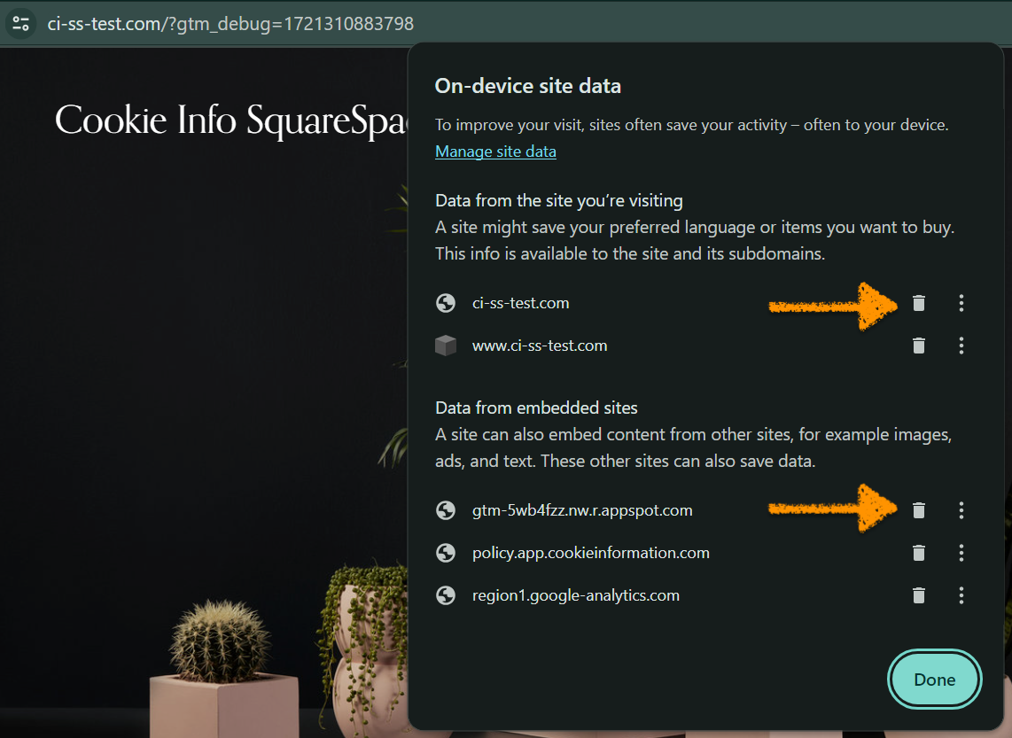 clear cookies and cache in your website