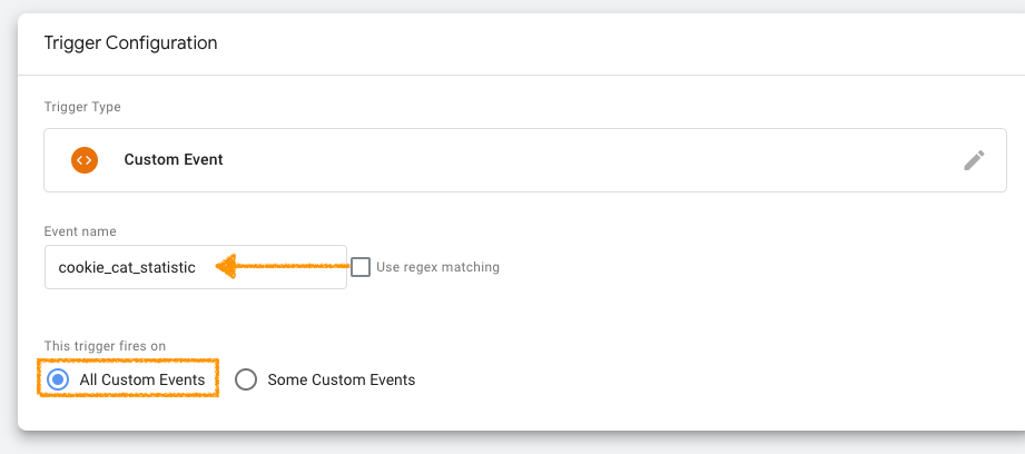 Setting up the event name