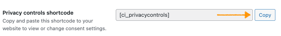 Add privacy controls by copying and pasting the shortcode