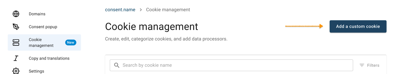 Add a custom cookie in Cookie Information