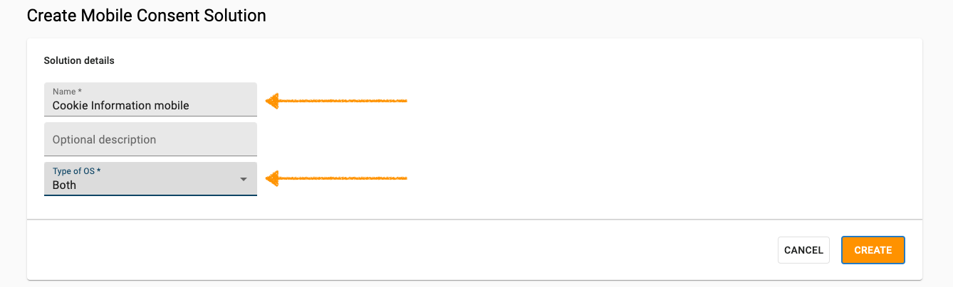 Mobile solution details in Cookie Information 