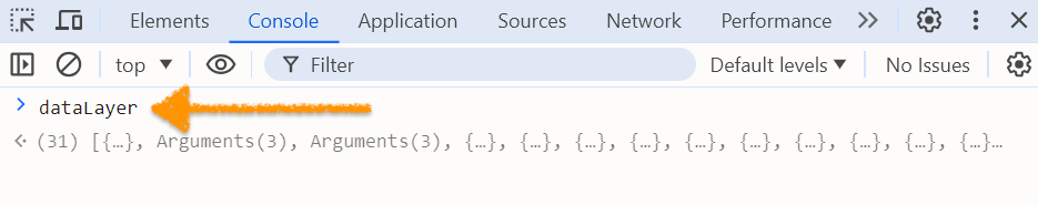 how to access dataLayer in browser's Console