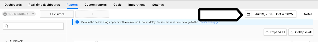 data range in Piwik PRO reports
