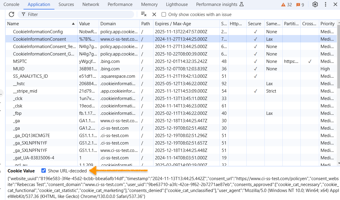 Show URL-decoded option in the browser's console
