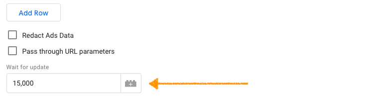 Set up wait for update in tag configuration