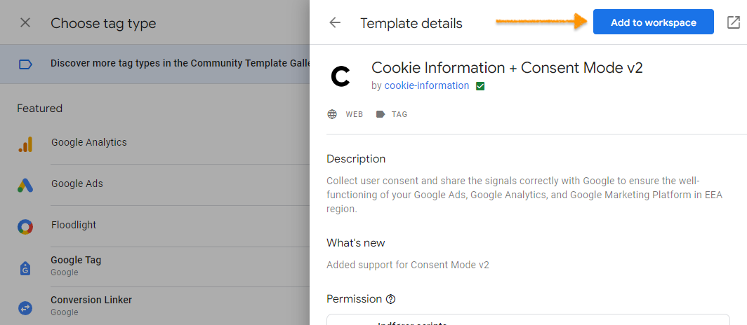 add a tag template to your workspace