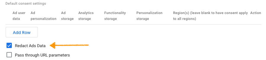 set up redact ads data