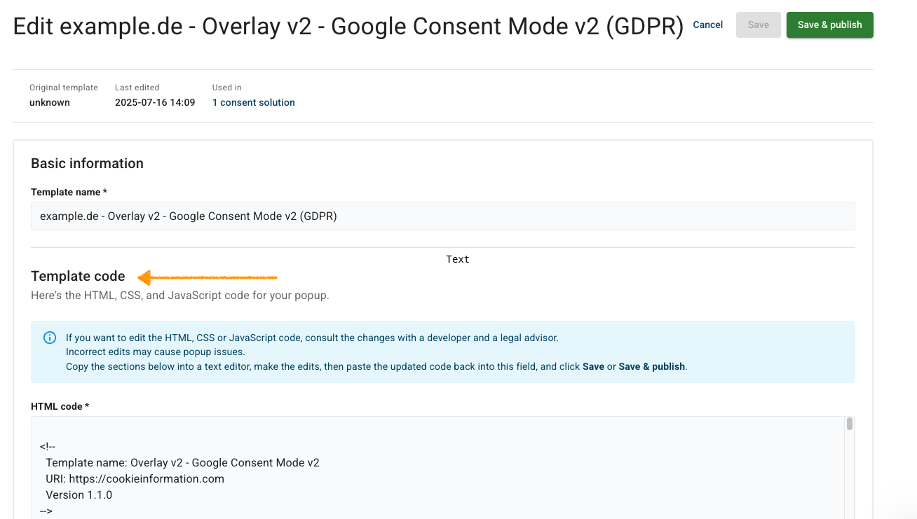 template code in consent popup template