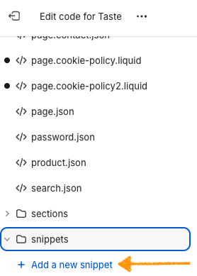 add new snippet in Shopify