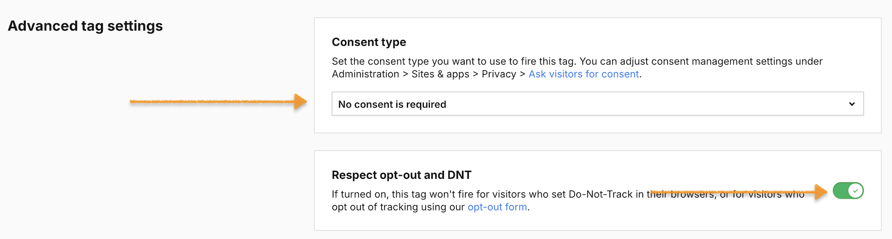 advanced tag settings in Piwik PRO Tag Manager