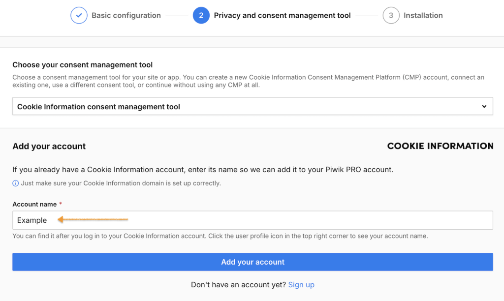 add your cookie information account to Cookie Information
