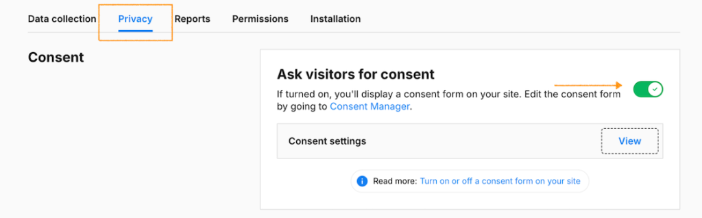 Setting up ask visitors for consent in Piwik PRO