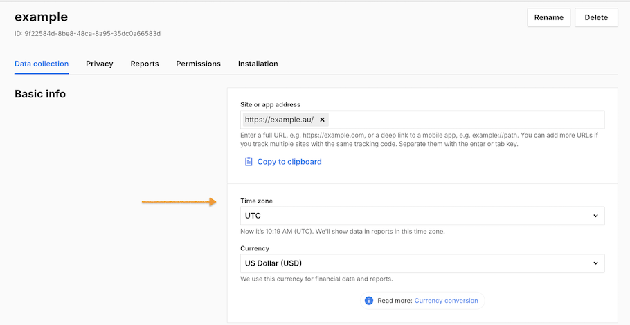 Selecting a time zone in Piwik PRO setup
