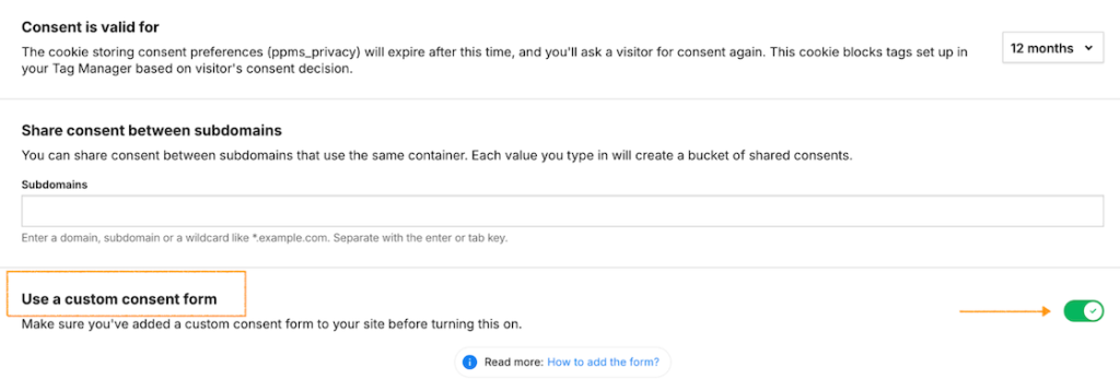 Using a custom consent form in Piwik PRO 