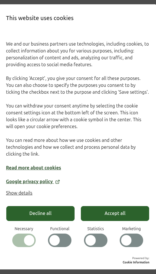 Cookie Information Overlay v2 Google consent mode